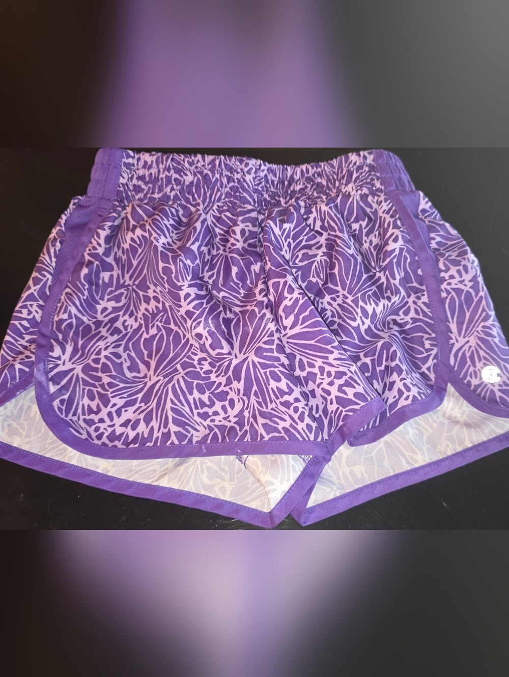 Champion Purple Floral Print Girls Shorts Size 6/6X